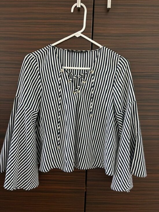 Zara Tops - ZARA BASIC COLLECTION navy / white striped top